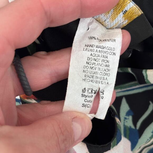 LTX Sportswear Mini Dress Small Black Tropical Hawaiian Flowy Cruise Resort USA‎ - Picture 9 of 11